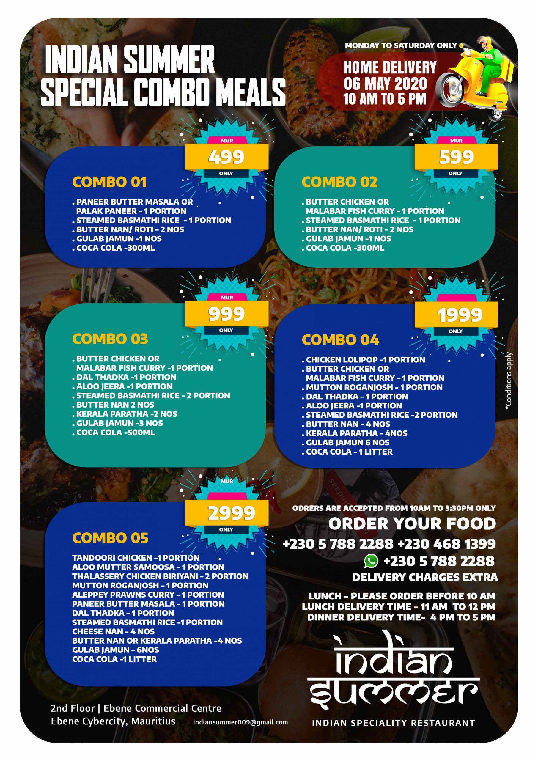 Indaian Summer Combo Meals Menu 